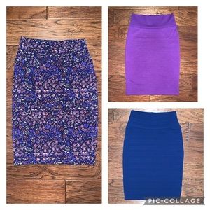 Lot of 3 XS LuLaRoe Cassie Skirts